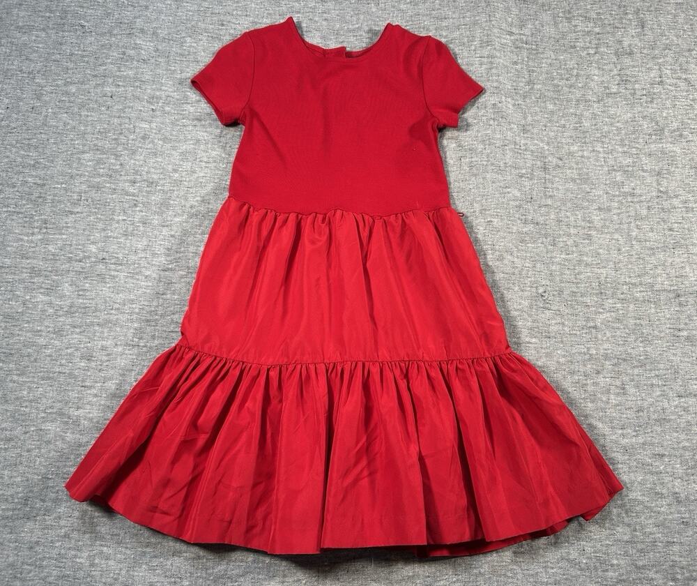 Polo Ralph Lauren Tiered Ruffle Dress Girls Large 12-14 Red Holiday Seasonal